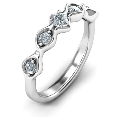 Infinite Wave with Princess Cut Centre Stone Ring  - All Birthstone™