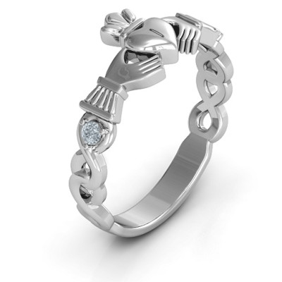 Infinity Claddagh With Side Stones Ring  - All Birthstone™