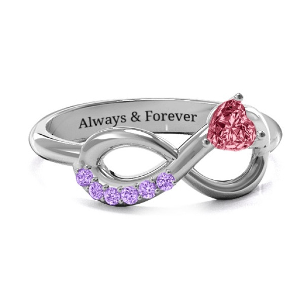 Infinity In Love Ring with Accents - All Birthstone™