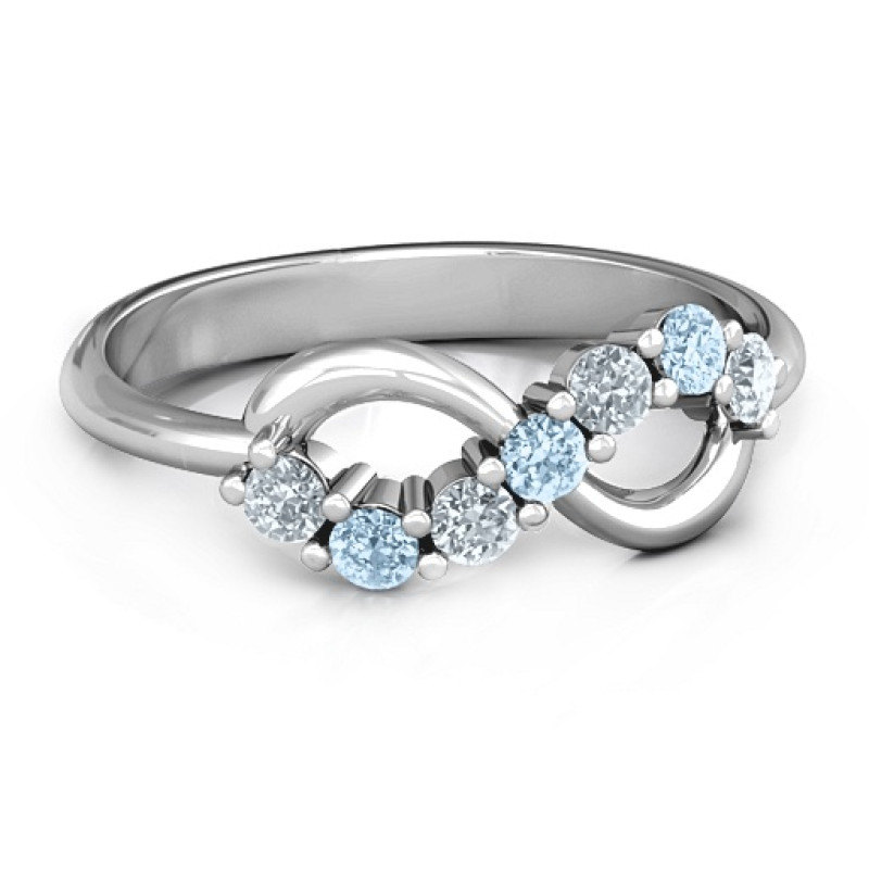 14k White Gold Diamond Emerald Cut Aquamarine Twist Infinity Love Halo –  ASweetPear