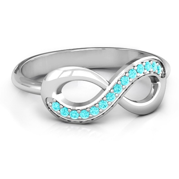 Infinity Ring with Single Accent Row - All Birthstone™