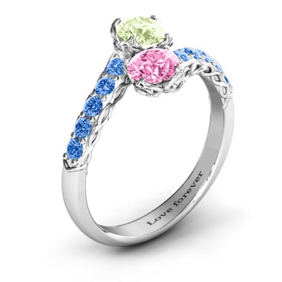 Intricate Infinity Two Stone Ring  - All Birthstone™