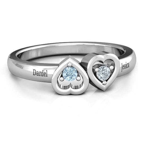 Inverted Kissing Hearts Ring - All Birthstone™