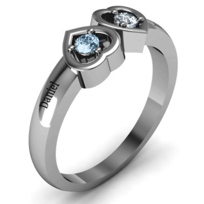 Inverted Kissing Hearts Ring - All Birthstone™