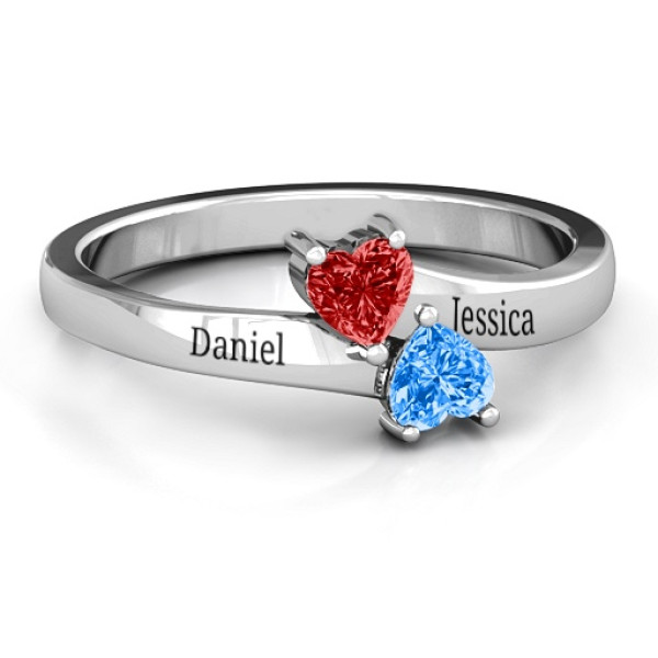 Inverted Twin Heart Ring - All Birthstone™