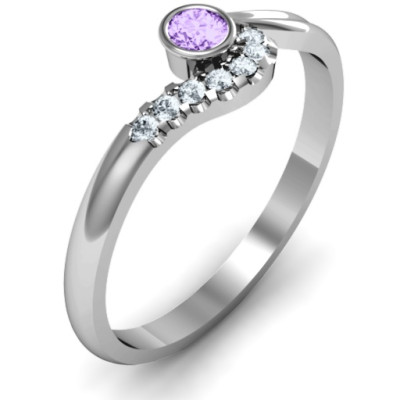 Low Wave Ring with Accents - All Birthstone™