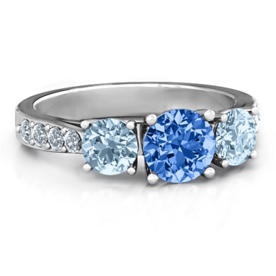Majestic Three Stone Eternity Ring with Accents  - All Birthstone™
