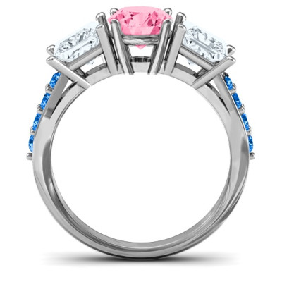 Majestic Three Stone Eternity with Twin Accents Ring  - All Birthstone™