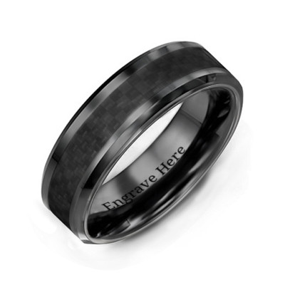 Men's Black Nightfall Ceramic Ring - All Birthstone™