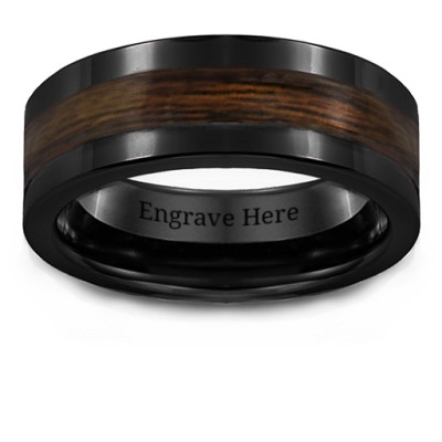 Men's Ceramic Ring With Wooden Inlay - All Birthstone™