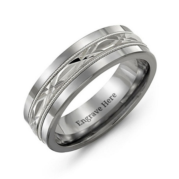 Men's Cut Out XO Centre Tungsten Band Ring - All Birthstone™