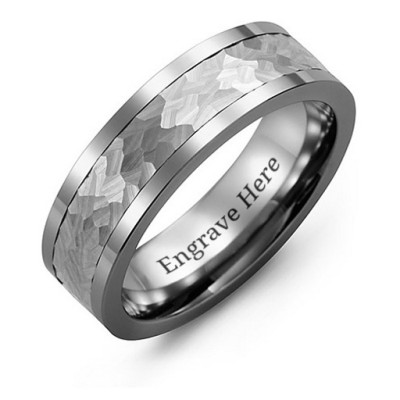 Men's Hammered Tungsten Band Ring - All Birthstone™