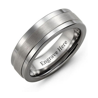 Men's Plain Centre Tungsten Band Ring - All Birthstone™