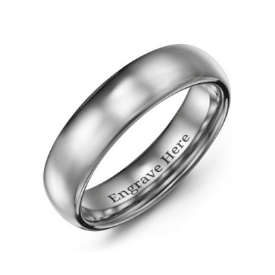 Men's Polished Tungsten Dome 6mm Ring - All Birthstone™