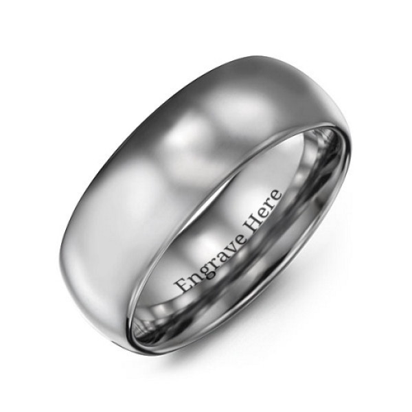 Men's Polished Tungsten Dome 8mm Ring - All Birthstone™
