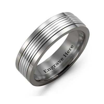 Men's Tungsten Inlay Band Ring - All Birthstone™