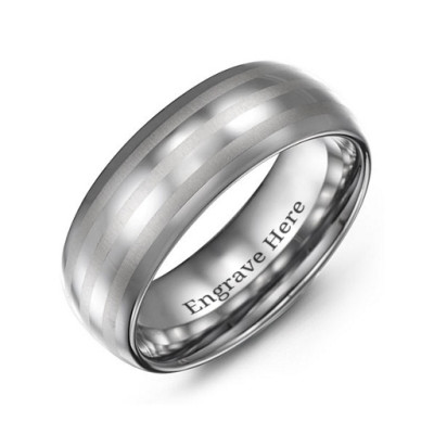 Men's Tungsten Polished Triple Stripe Satin Centre Ring - All Birthstone™
