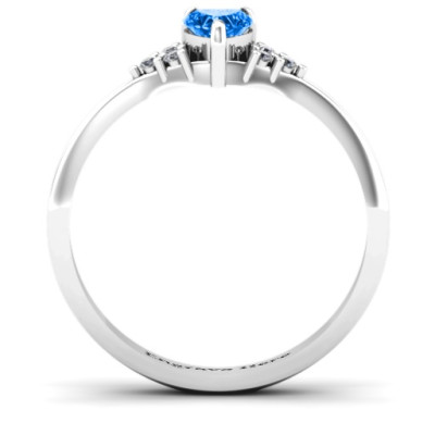 Narrow Heart Ring with Shoulder Accents - All Birthstone™
