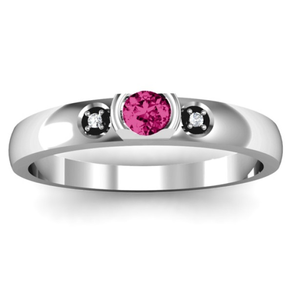 Open Bezel Cut Ring with Accents Stones  - All Birthstone™