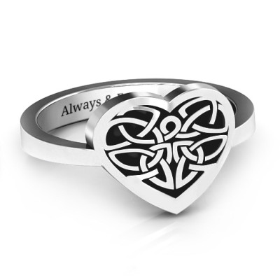 Oxidized Silver Celtic Heart Ring - All Birthstone™