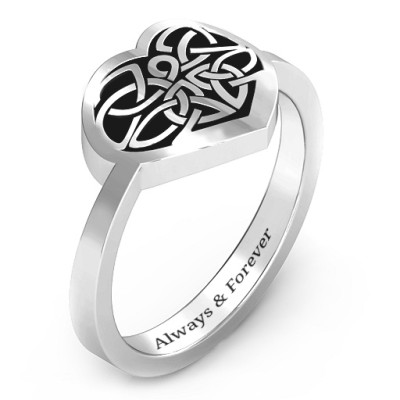 Oxidized Silver Celtic Heart Ring - All Birthstone™