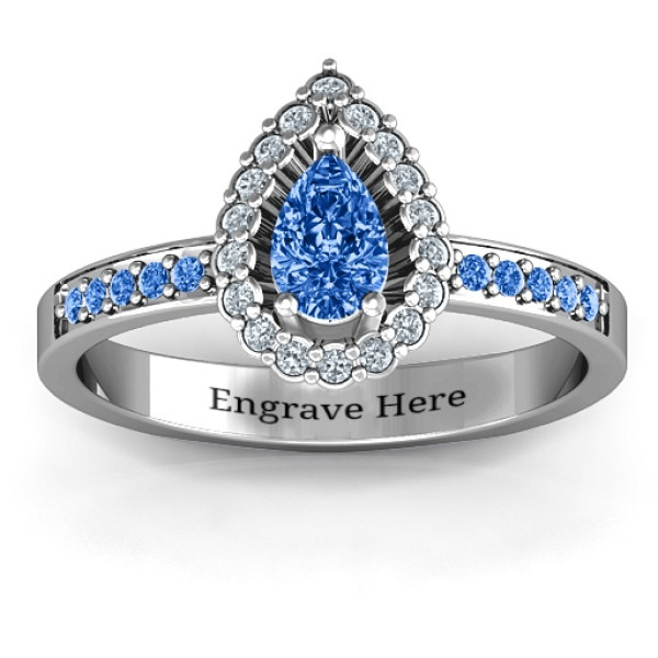 Pear Shaped Halo Ring - All Birthstone™