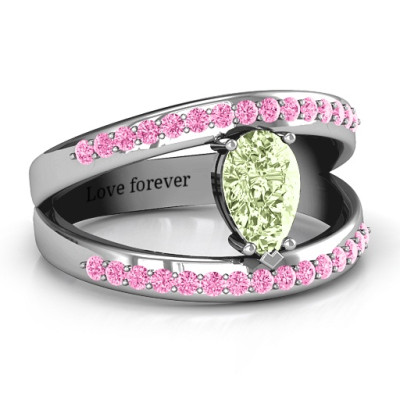Pear With Flair Ring with Accents - All Birthstone™