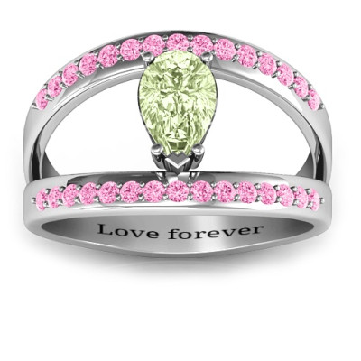 Pear With Flair Ring with Accents - All Birthstone™
