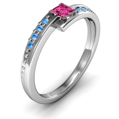 Princess Cut Ring with Accents - All Birthstone™