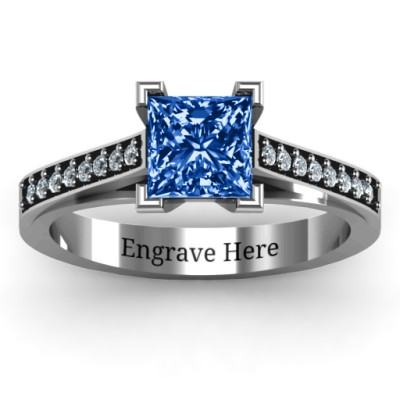 Princess Cut Ring with Channel Set Accents - All Birthstone™
