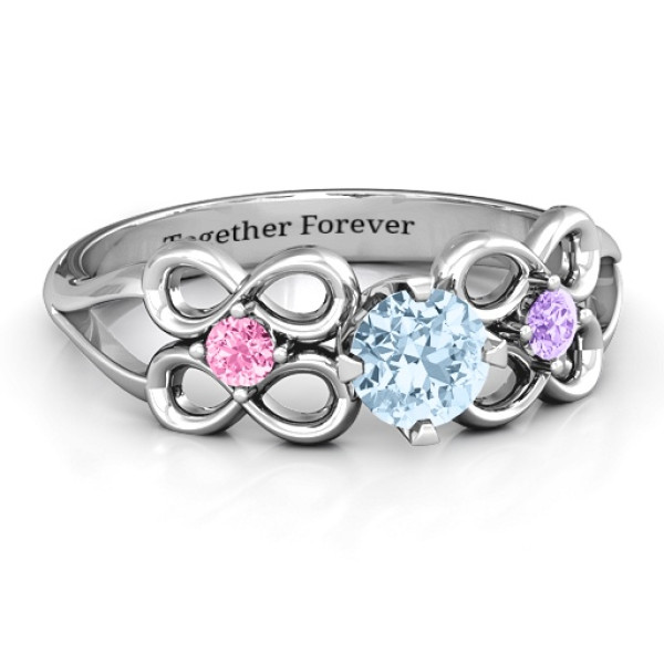 Quad Infinity Ring with Centre stone and Dual Accent Ring  - All Birthstone™