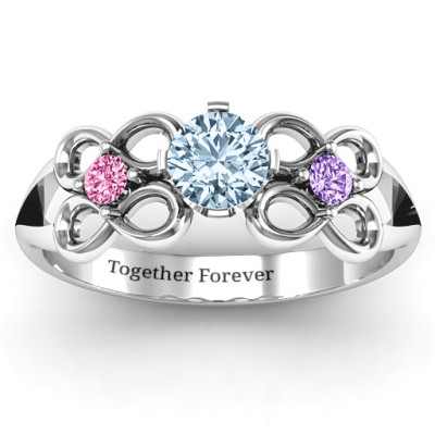 Quad Infinity Ring with Centre stone and Dual Accent Ring  - All Birthstone™