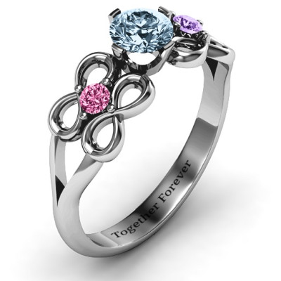 Quad Infinity Ring with Centre stone and Dual Accent Ring  - All Birthstone™