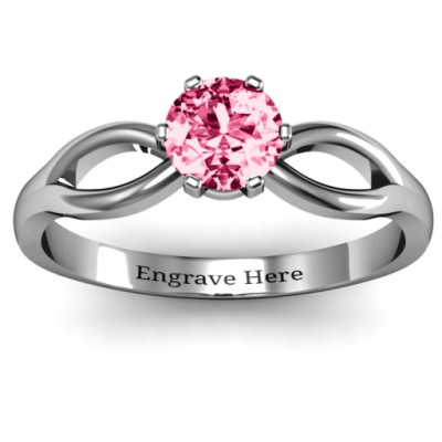 Round Solitaire Figure 8 Shank Ring - All Birthstone™