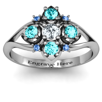 Round Stone  Beehive  Bloom Ring with Acccents  - All Birthstone™