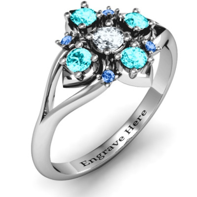 Round Stone  Beehive  Bloom Ring with Acccents  - All Birthstone™