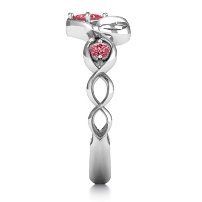 Shimmering Infinity Princess Stone Heart Ring  - All Birthstone™