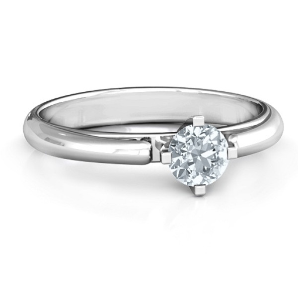 Ski Tip Solitaire Round Ring - All Birthstone™
