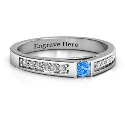 Solitaire Bridge Ring with Shoulder Accents - All Birthstone™