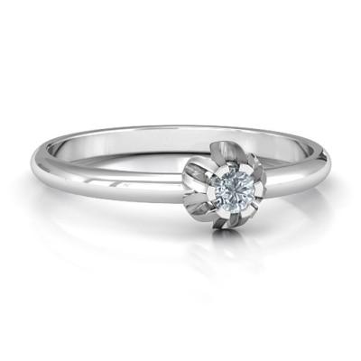 Solitaire Gemstone Ring in a Scalloped Setting  - All Birthstone™
