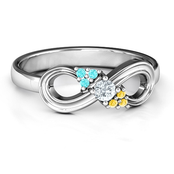 Solitaire Infinity Ring with Accents - All Birthstone™