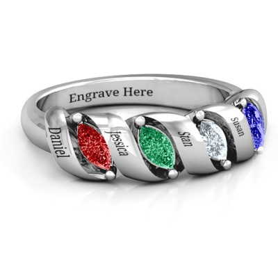 Spiral Marquise Row Ring - All Birthstone™