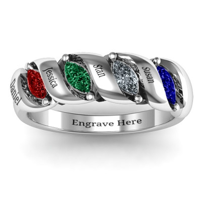 Spiral Marquise Row Ring - All Birthstone™