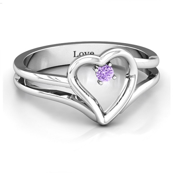 Split Shank Heart Ring - All Birthstone™