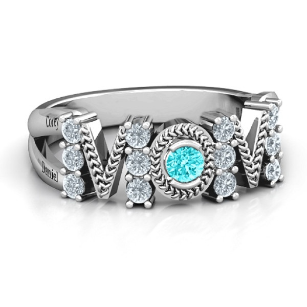 Split Shank Stone Filled MOM Ring  - All Birthstone™