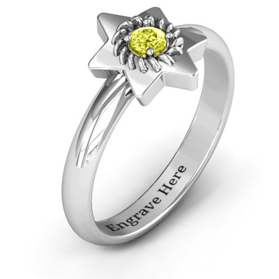 Star of David with Stone and Roping Ring  - All Birthstone™