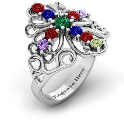 Sterling Silver  In the name of Spirituality  Cross Ring - All Birthstone™