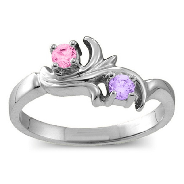 Sterling Silver  Nouveau  Flame 2-6 Gemstones Ring  - All Birthstone™