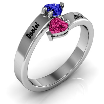 Sterling Silver  Tribute  Hearts Bypass Ring - All Birthstone™