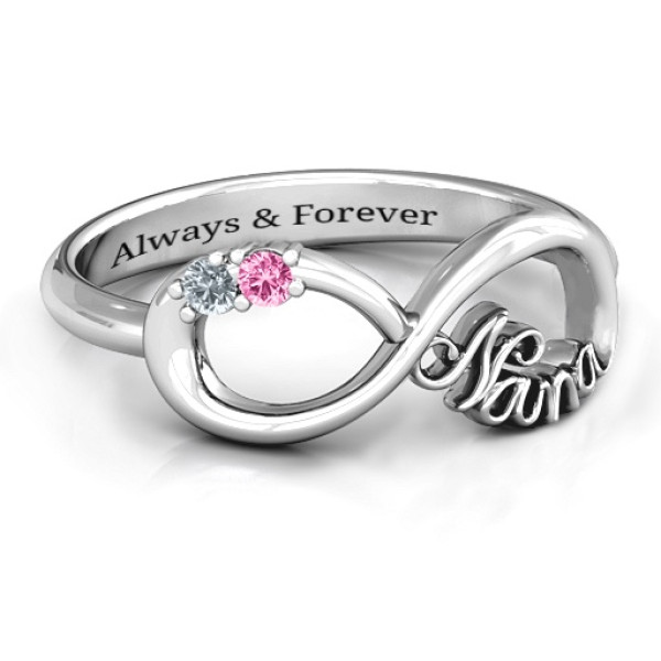 Sterling Silver 2-10 Stone Nana Infinity Ring  - All Birthstone™